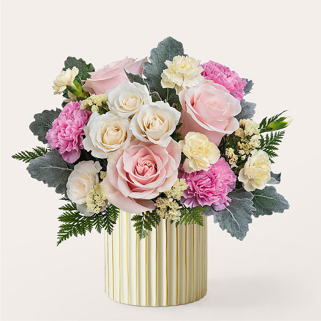 Blissful Moments Bouquet with Ivory Vase – Towne Florist, Lumberton NC