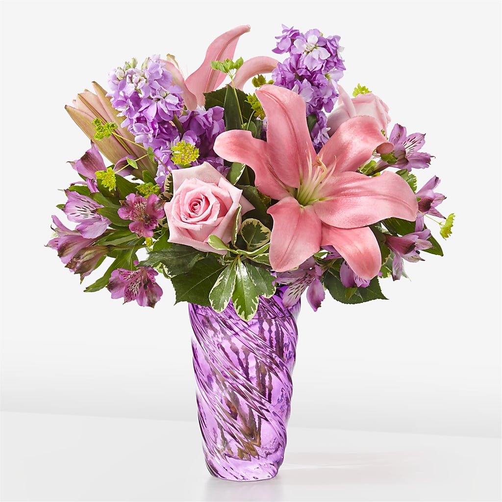 Precious Petals Bouquet with Luxe Swirl Vase – Towne Florist, Lumberton NC