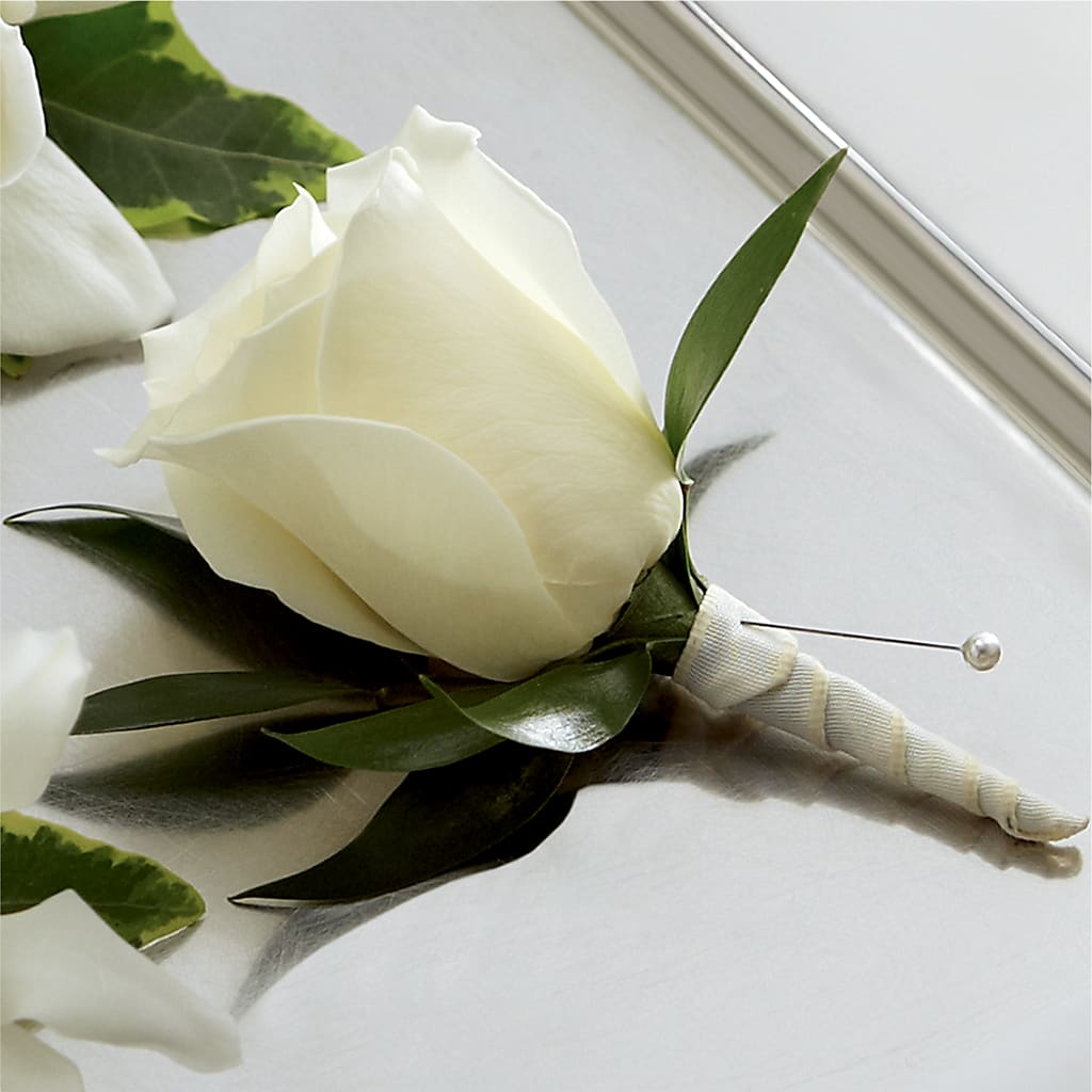 White Rose Boutonniere – Towne Florist, Lumberton NC
