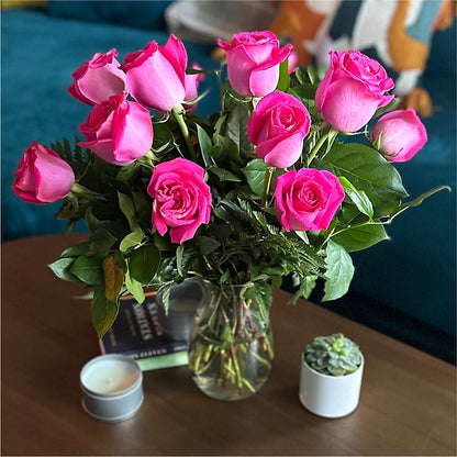 Long Stem Pink Rose Bouquet –  Towne Florist, Lumberton NC