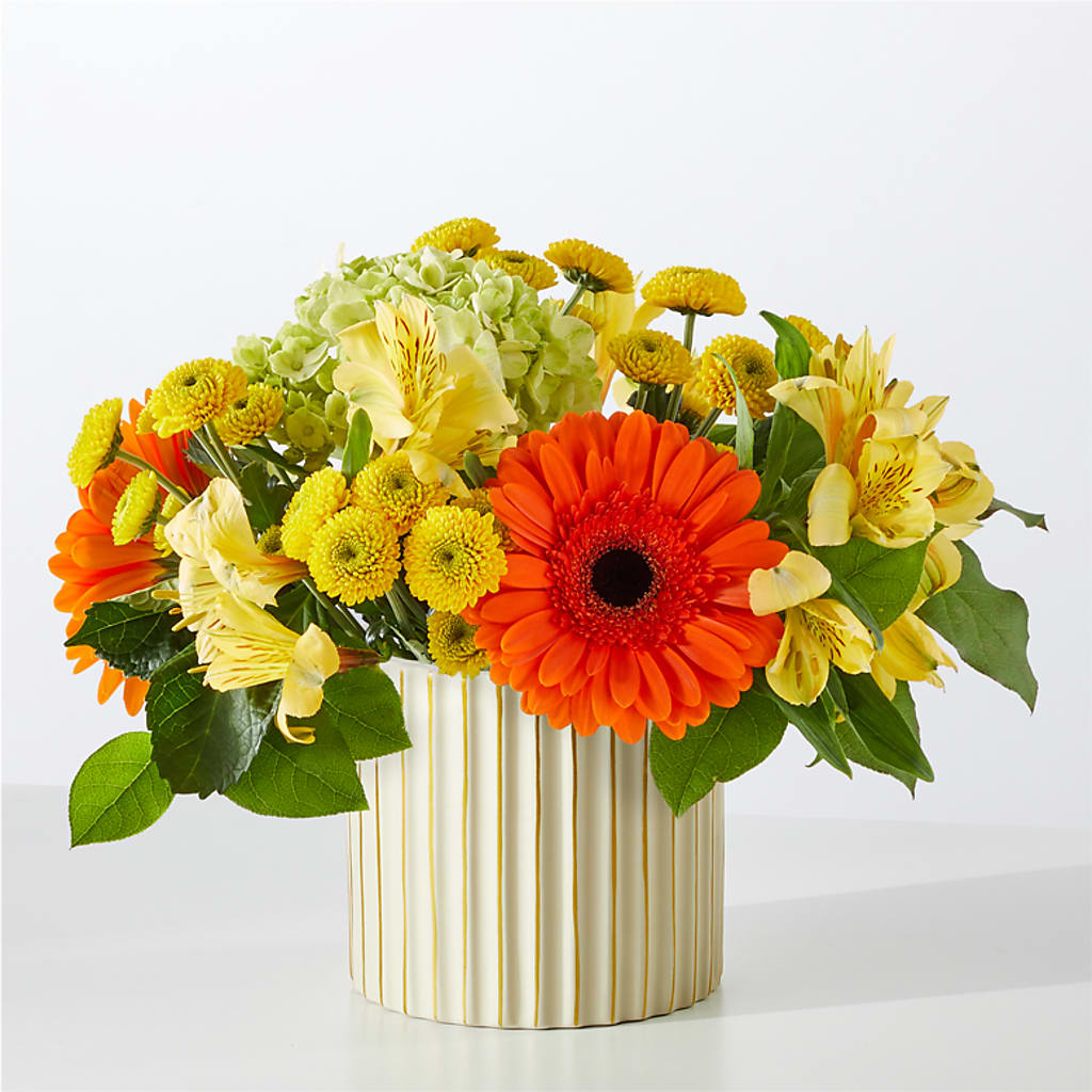 Autumn Sunshine Bouquet with Ivory Vase –  Towne Florist, Lumberton NC