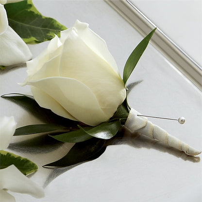 White Rose Boutonniere –  Towne Florist, Lumberton NC